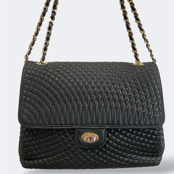 Bally Handbags - Bally Quilted Lambskin Leather Shoulder Bag Crossbody - Vintage Italian Luxury